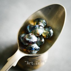 Saturne Picasso ambre bleu 10x8mm X10 Perles verre tchèque