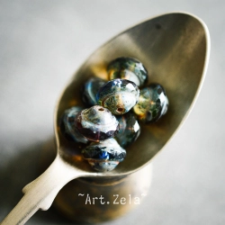 Saturne Picasso ambre bleu 10x8mm X10 Perles verre tchèque