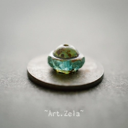 Saturne Picasso turquoise X8 Perles verre tchèque transparent