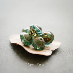 Saturne Picasso turquoise X8 Perles verre tchèque transparent
