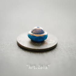 Saturne Picasso bleu paon X8 Perles verre tchèque opalescent