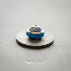 Saturne Picasso bleu paon X8 Perles verre tchèque opalescent