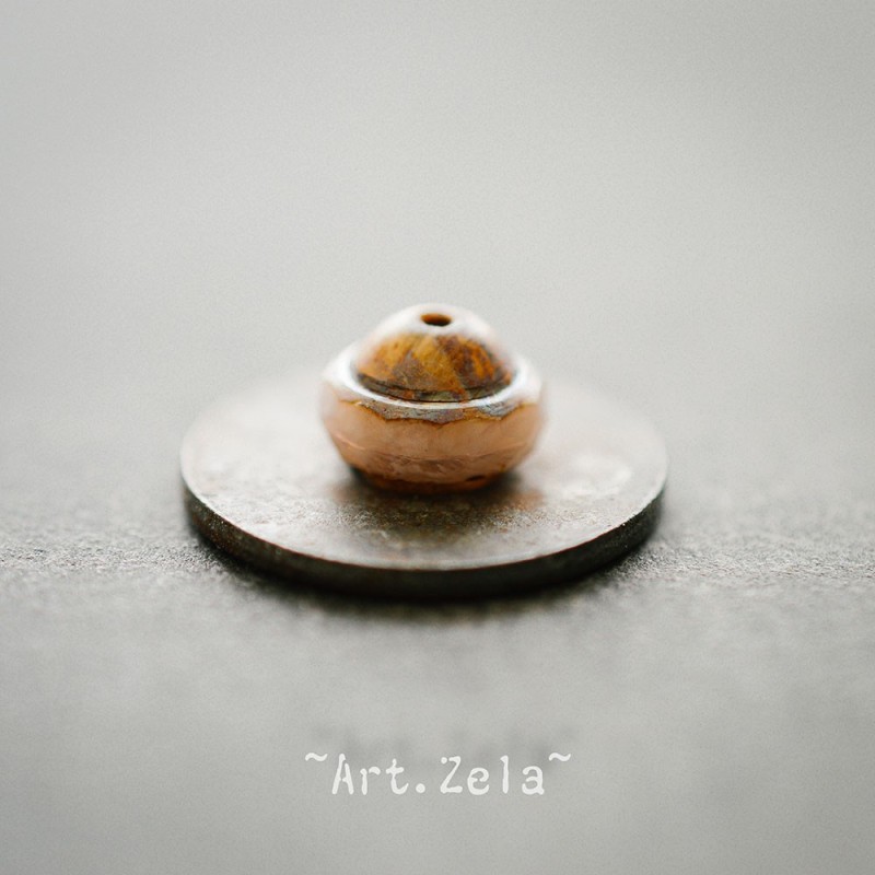 Saturne Picasso beige rosé 10x8mm X10 Perles verre tchèque
