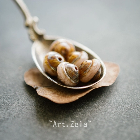 Saturne Picasso beige rosé 10x8mm X10 Perles verre tchèque