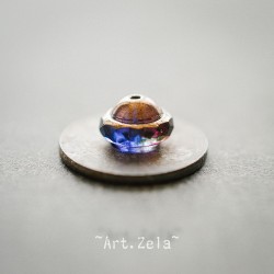 Saturne bleu violet 10x8mm X6 Perles verre tchèque transparent