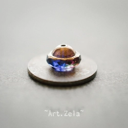Saturne bleu violet 10x8mm X6 Perles verre tchèque transparent