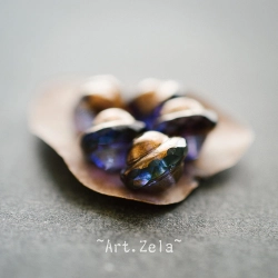 Saturne bleu violet 10x8mm X6 Perles verre tchèque transparent