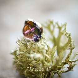 Saturne bleu violet 10x8mm X6 Perles verre tchèque transparent