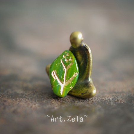 Feuilles vert pomme 12x7mm X25 Perles verre tchèque