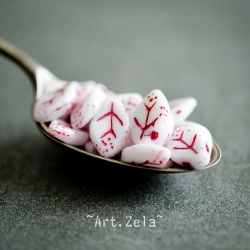 Feuilles blanc rouge turc 12x7mm X25 Perles verre tchèque