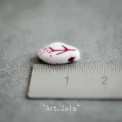 Feuilles blanc rouge turc 12x7mm X25 Perles verre tchèque