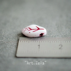 Feuilles blanc rouge turc 12x7mm X25 Perles verre tchèque