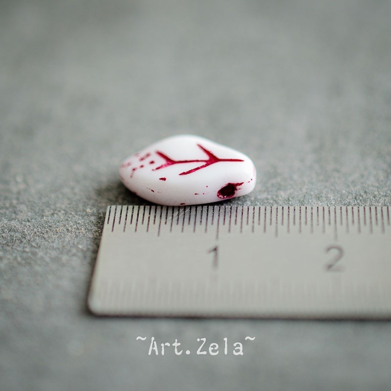 Feuilles blanc rouge turc 12x7mm X25 Perles verre tchèque