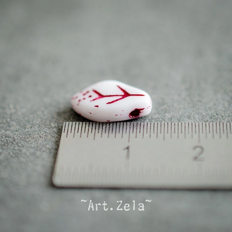 Feuilles blanc rouge turc 12x7mm X25 Perles verre tchèque