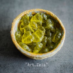 Feuilles rustiques vert-jaune  13x11mm X10 Perles verre tchèque transparent