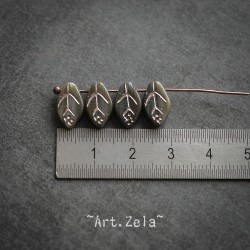 Feuilles tons gris bleu vert 12x7mm X25 Perles verre tchèque