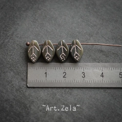 Feuilles tons gris bleu vert 12x7mm X25 Perles verre tchèque