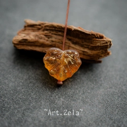Feuilles orange doré 13x11mm X10 Perles verre tchèque dépoli