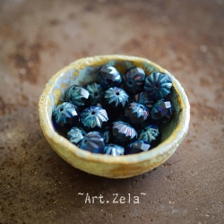 Cruellers bleu indigo Picasso 10x7mm X8 Perles verre tchèque