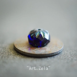 Cruellers bleu indigo Picasso 10x7mm X8 Perles verre tchèque
