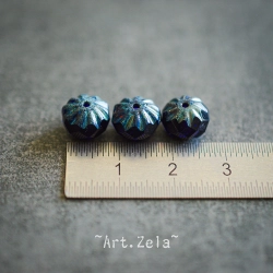 Cruellers bleu indigo Picasso 10x7mm X8 Perles verre tchèque
