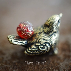 Perles rondes rouge doré 8mm X15 Perles verre tchèque texturé