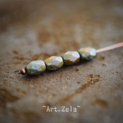 Olives facettées Picasso 7x5mm X12 Perles verre tchèque opaque