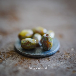 Olives facettées Picasso 7x5mm X12 Perles verre tchèque opaque