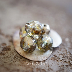 Perles facettes ambre miel 9mm X10 Perles verre tchèque lustré