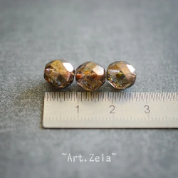 Perles facettes ambre miel 9mm X10 Perles verre tchèque lustré
