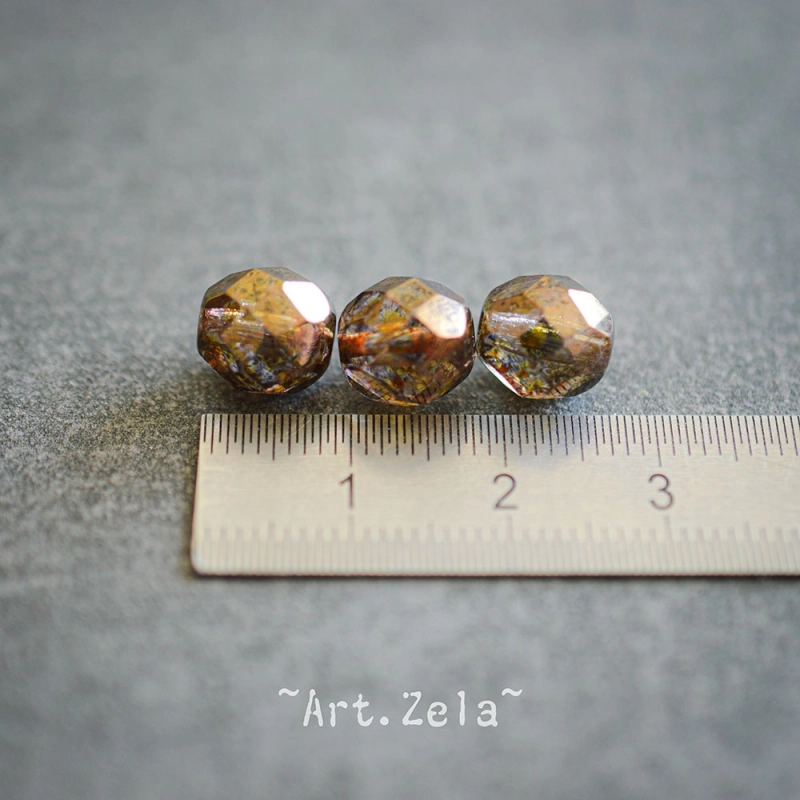 Perles facettes ambre miel 9mm X10 Perles verre tchèque lustré