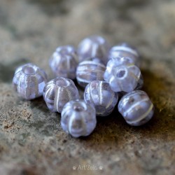 Melons lilas bleu 8mm X10 Perles verre tchèque lustré