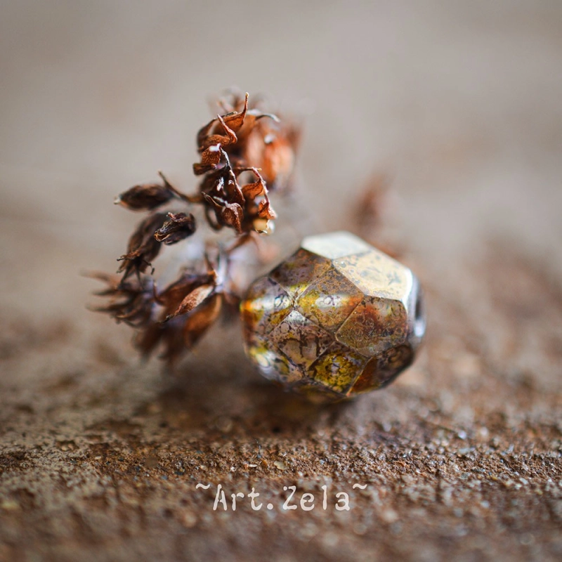Perles facettes ambre miel 9mm X10 Perles verre tchèque lustré