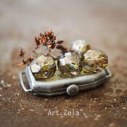 Perles facettes ambre miel 9mm X10 Perles verre tchèque lustré