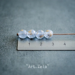 Perles rondes bleu clair doré 8mm X15 Perles verre tchèque texturé