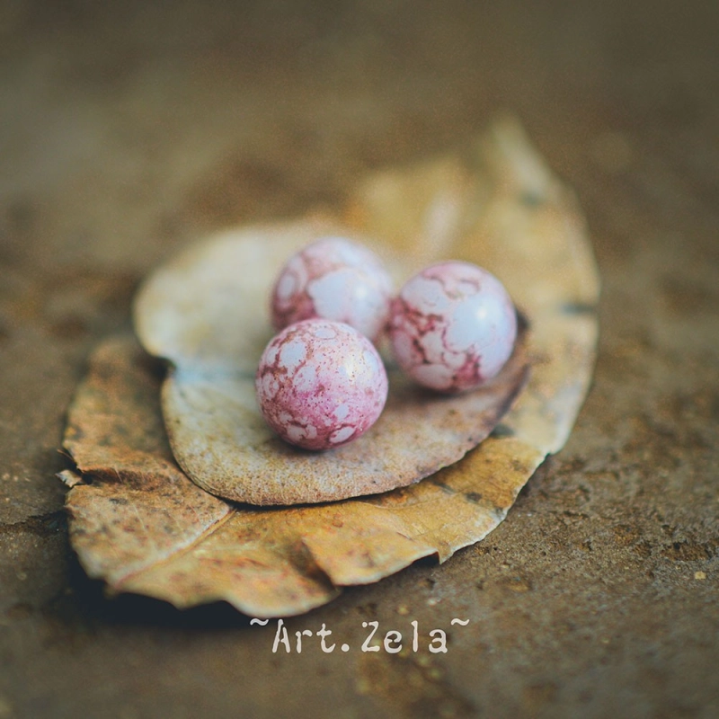 Perles rondes blanc albâtre vieux rose  8mm X15 Perles verre tchèque