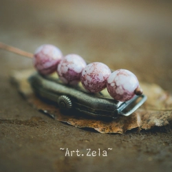 Perles rondes blanc albâtre vieux rose  8mm X15 Perles verre tchèque