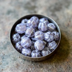 Melons lilas bleu 8mm X10 Perles verre tchèque lustré