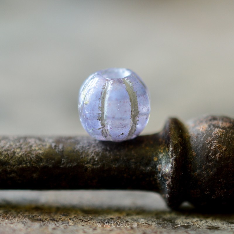 Melons lilas bleu 8mm X10 Perles verre tchèque lustré