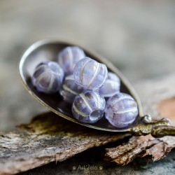 Melons lilas bleu 8mm X10 Perles verre tchèque lustré