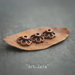 Coupelles fleurs ajourées 9mm X30 Calottes métal ton cuivre rouge