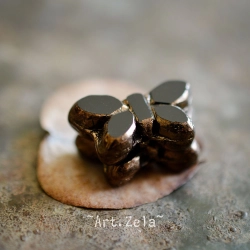 Papillon noir bronze 20mm X2 Perles verre tchèque opaque