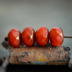 Rondelles à facettes corail 8x6mm X8 Perles verre tchèque