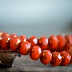 Rondelles à facettes corail 8x6mm X8 Perles verre tchèque