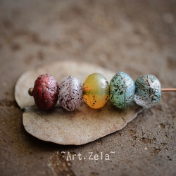 Rondelles multicolores 9x6mm X10 Perles verre tchèque texturé