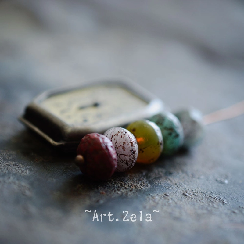 Rondelles multicolores 9x6mm X10 Perles verre tchèque texturé
