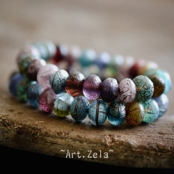 Rondelles multicolores 9x6mm X10 Perles verre tchèque texturé