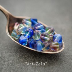Bicônes bleu jaune pâle violet 6mm X30 Perles Verre Tchèque