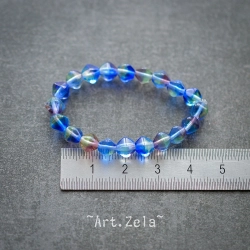 Bicônes bleu jaune pâle violet 6mm X30 Perles Verre Tchèque