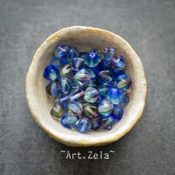 Bicônes bleu jaune pâle violet 6mm X30 Perles Verre Tchèque